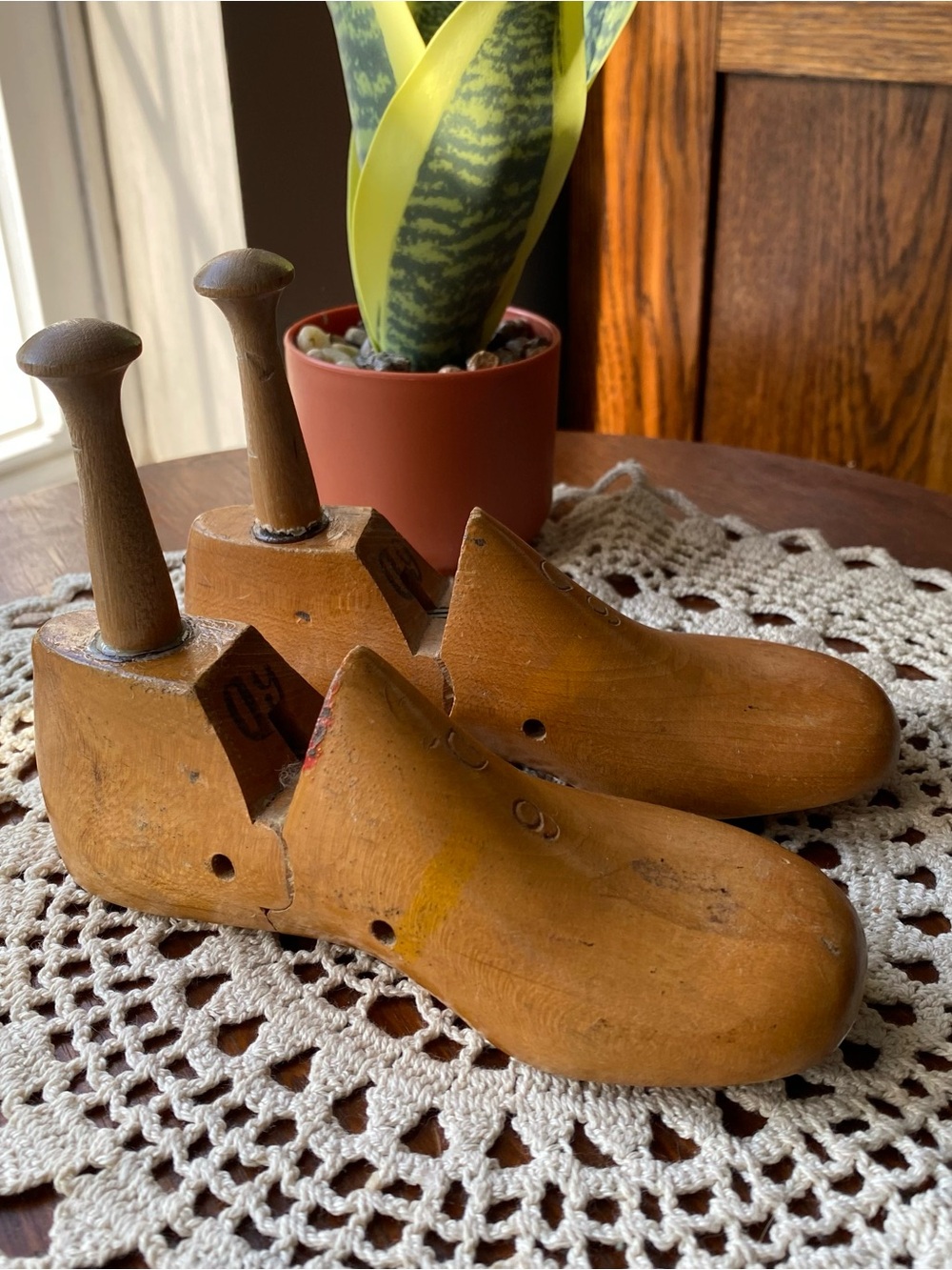 Antique Wooden Kids Shoe Forms - Brown
